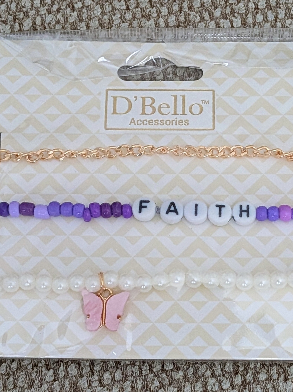 D'Bello Purple & Pink Faith Beaded Bracelet Set
